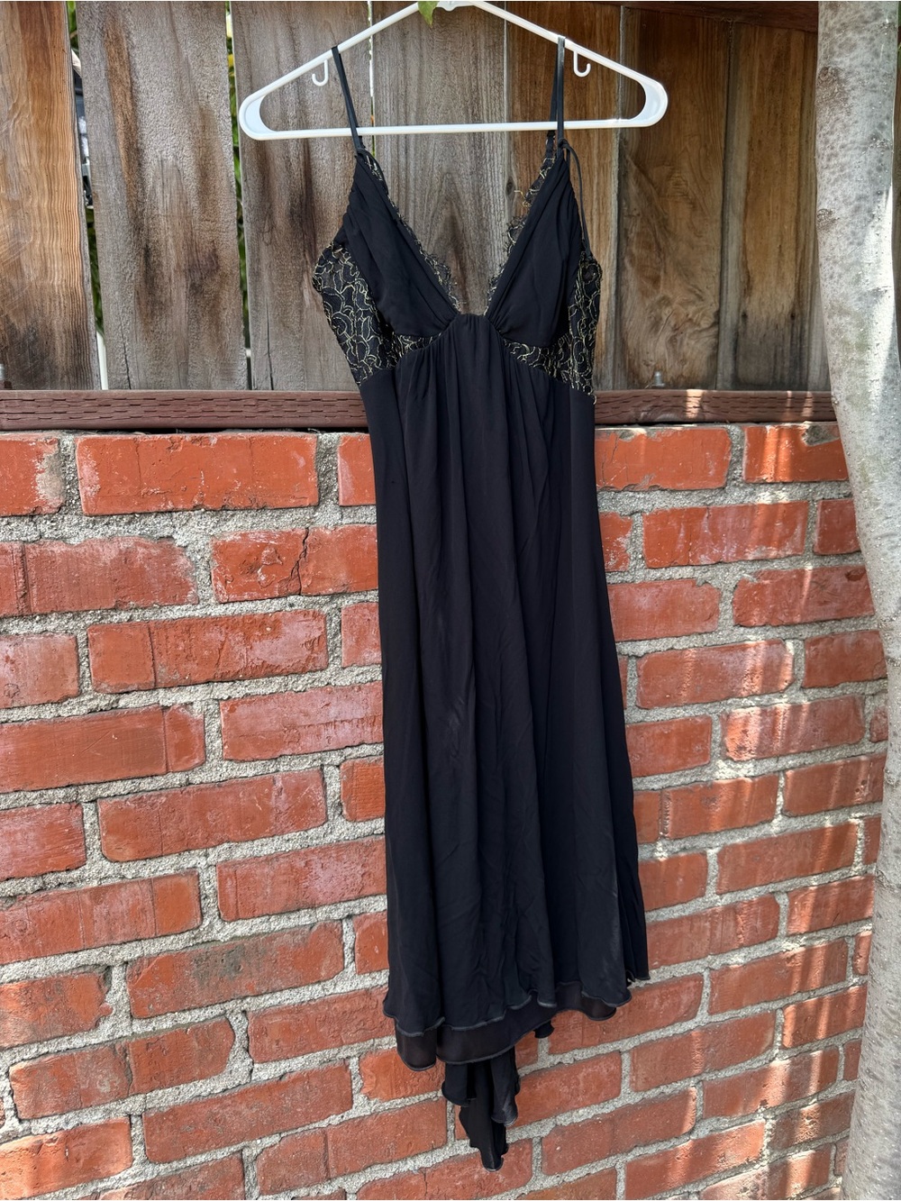Vintage BEBE Black Slip Dress with Lace Insets
